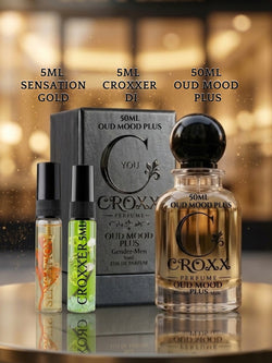 Oud Mood Plus 50 ml Set – With Box + 2 Testers (5 ml Sensation Gold & Croxxer Di)