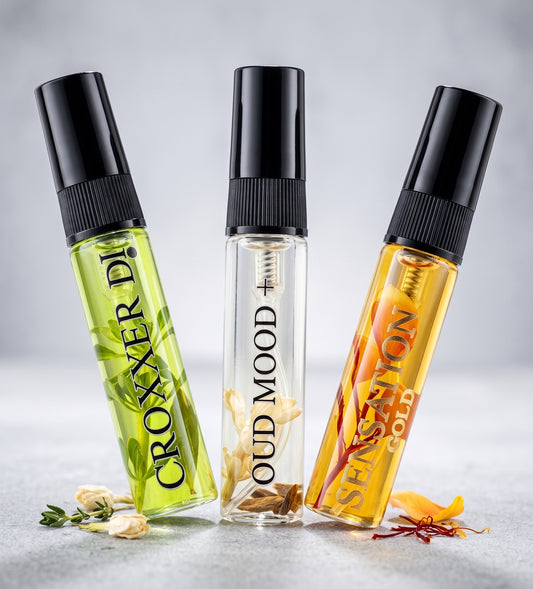 Tester Set – 3 × 5 ml Croxx Perfume (Oud Mood +, Sensation Gold & Croxxer Di)