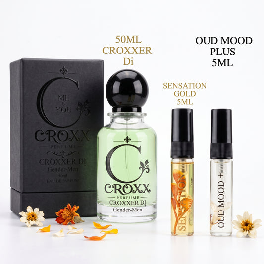 Croxxer Di 50 ml Set – With Box + 2 Testers (5 ml Sensation Gold & Oud Mood Plus)